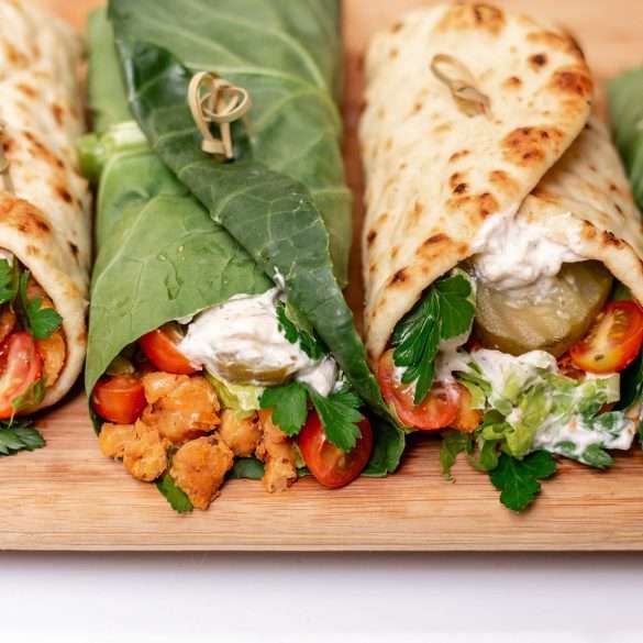 Vegan Buffalo Chickpea Wrap Two Ways • Cultured Guru