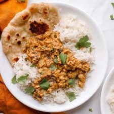 Tandoori Tofu in Spicy Yogurt Sauce with Coconut Rice