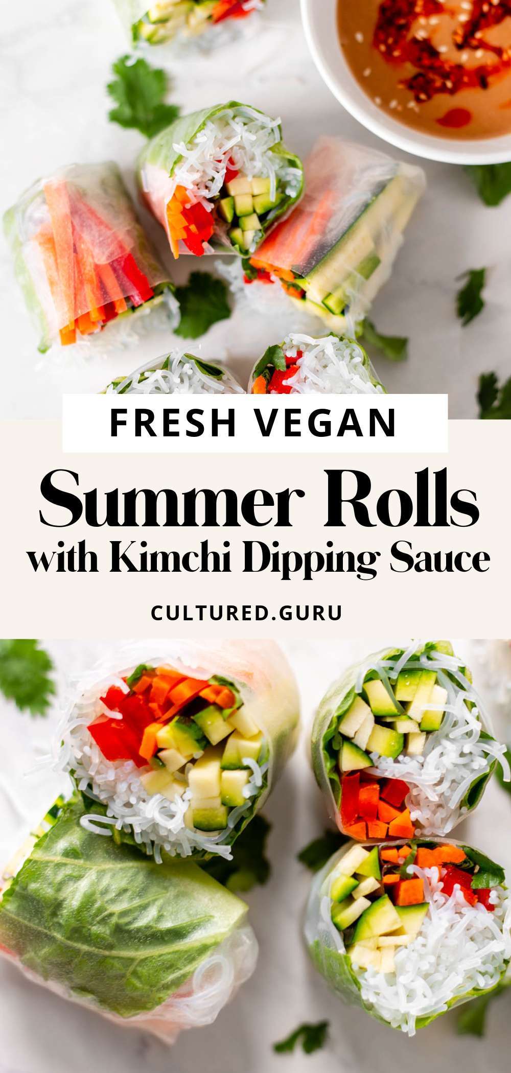 Fresh Vegan Summer Rolls with Creamy Kimchi Sauce