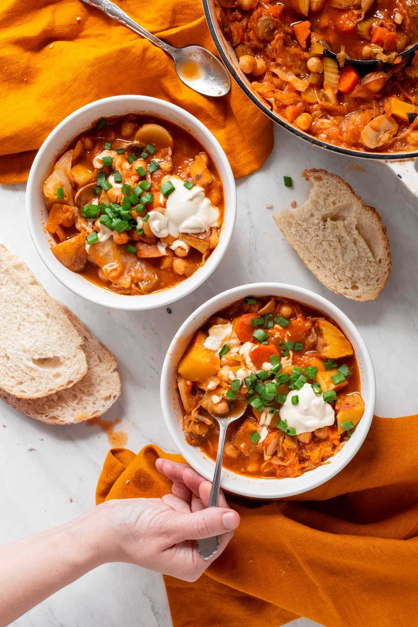 Vegan Sauerkraut Soup with Mushrooms inspired by German Sauerkraut Soup