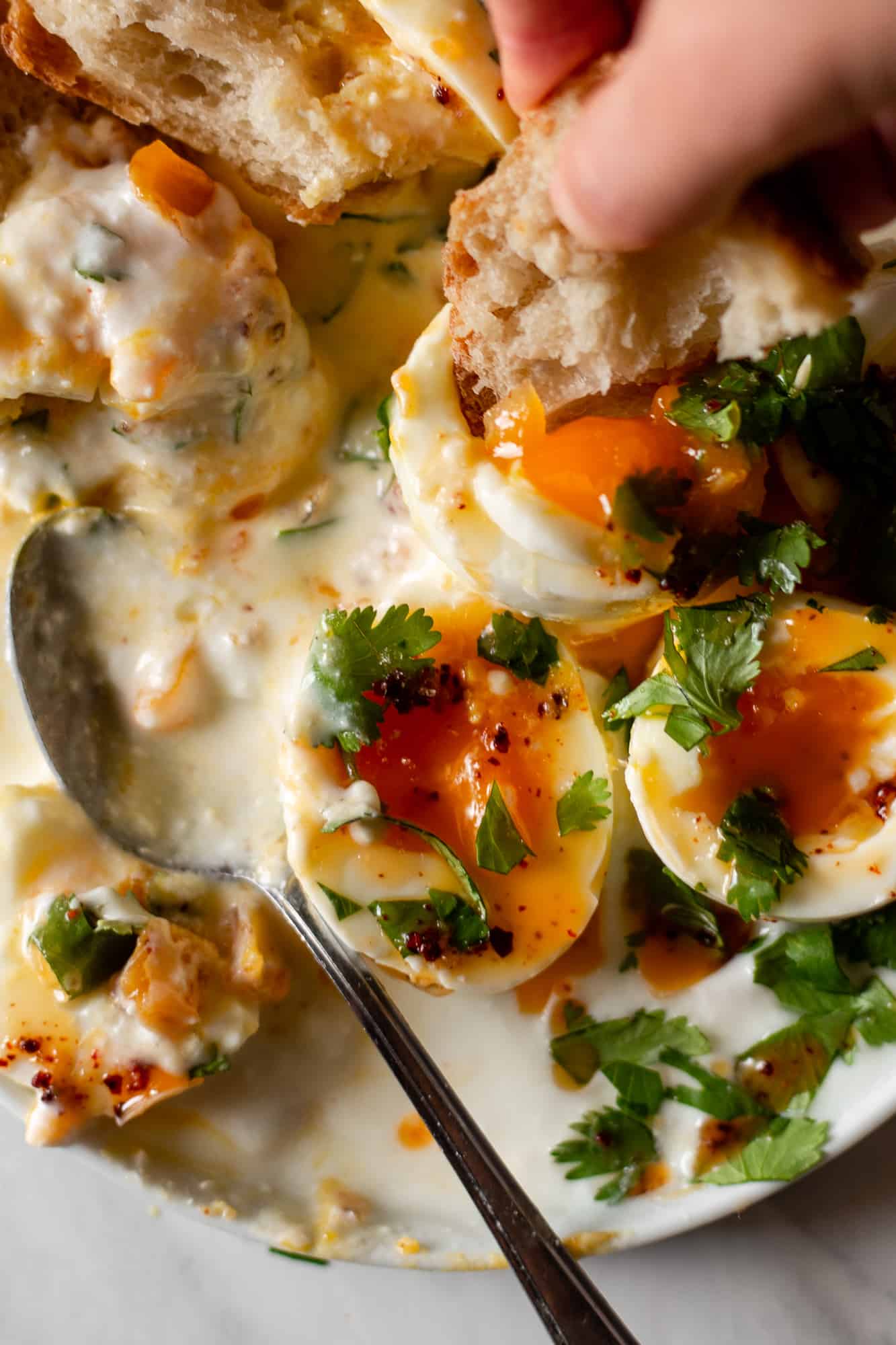 Jammy Eggs with Greek Yogurt and Miso Butter • Cultured Guru