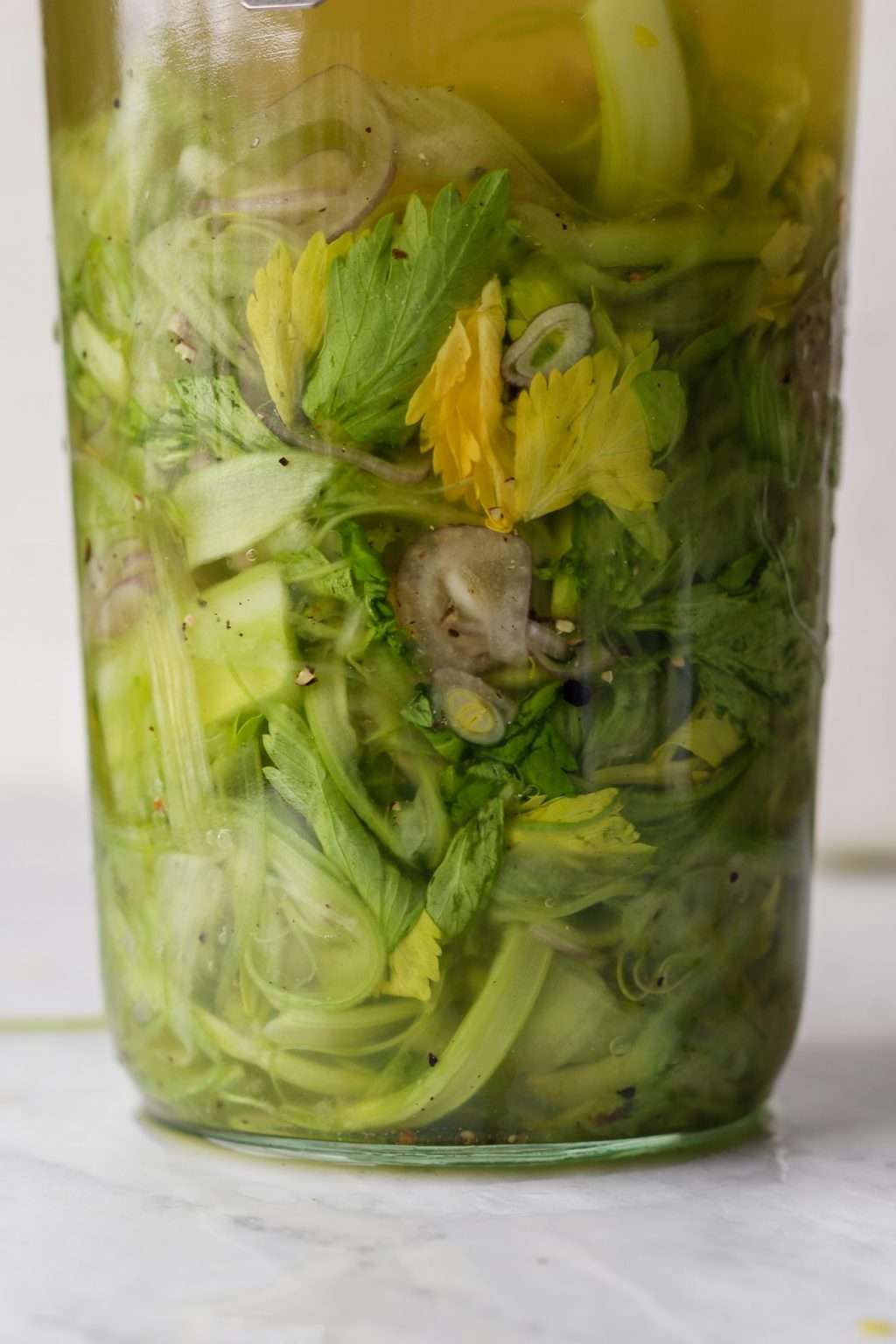 Fermented Celery with Shallots and Black Pepper
