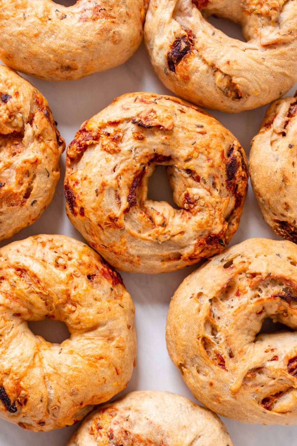 Sourdough Sun Dried Tomato Bagels with Italian Herbs