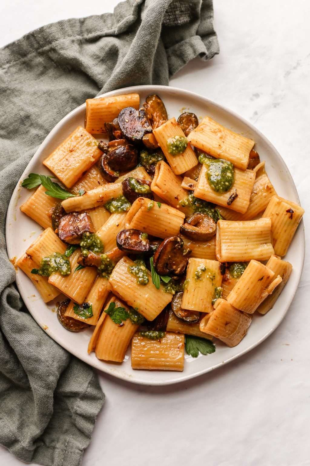 Caramelized Zucchini Pasta with Fermented Zucchini and Mushrooms