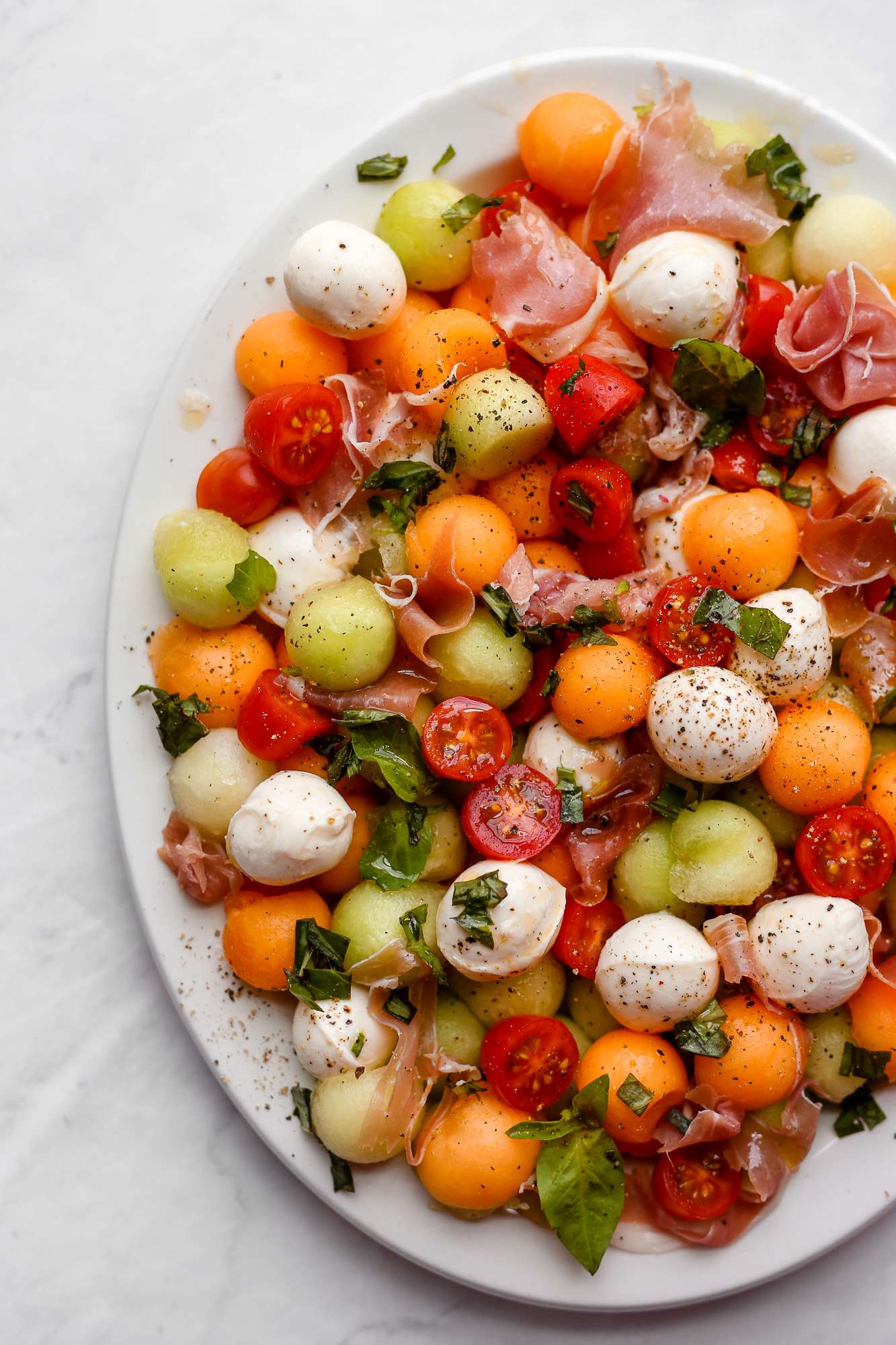 Caprese Melon Salad With Prosciutto And Mozzarella