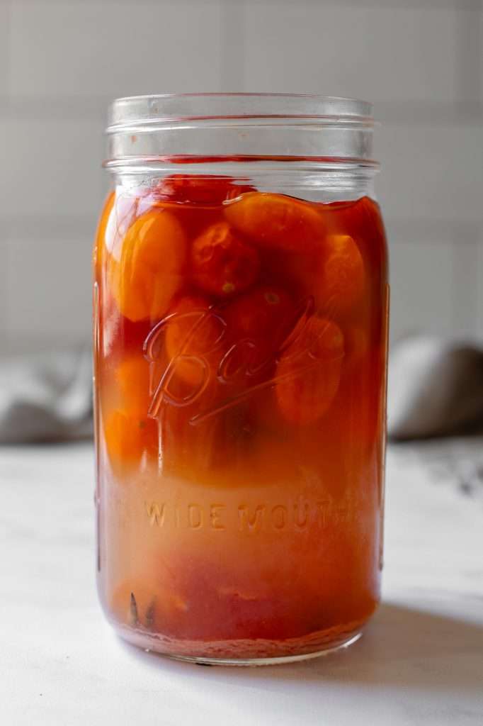 Homemade Tomato Vinegar Made With Heirloom Cherry Tomatoes