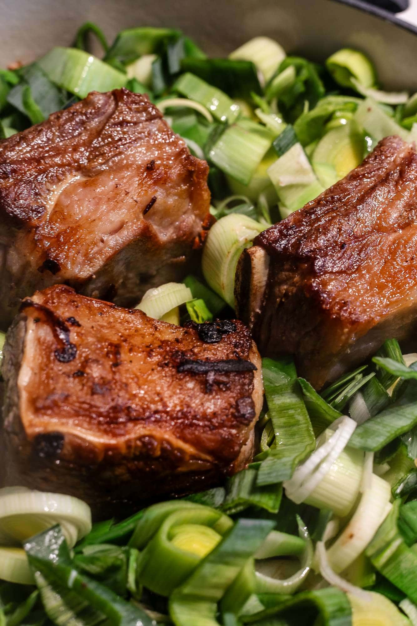 Beer Braised Short Ribs with Porter and Leeks