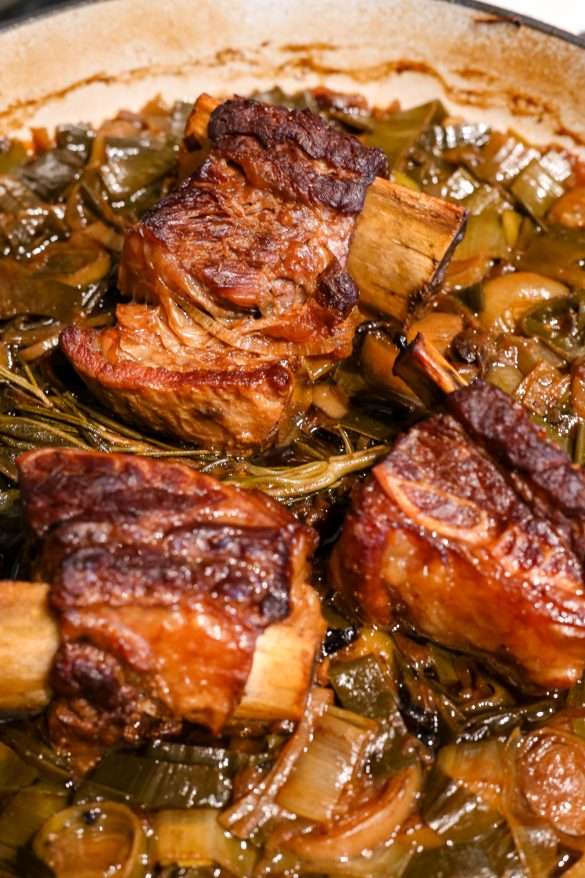 Beer Braised Short Ribs with Porter and Leeks
