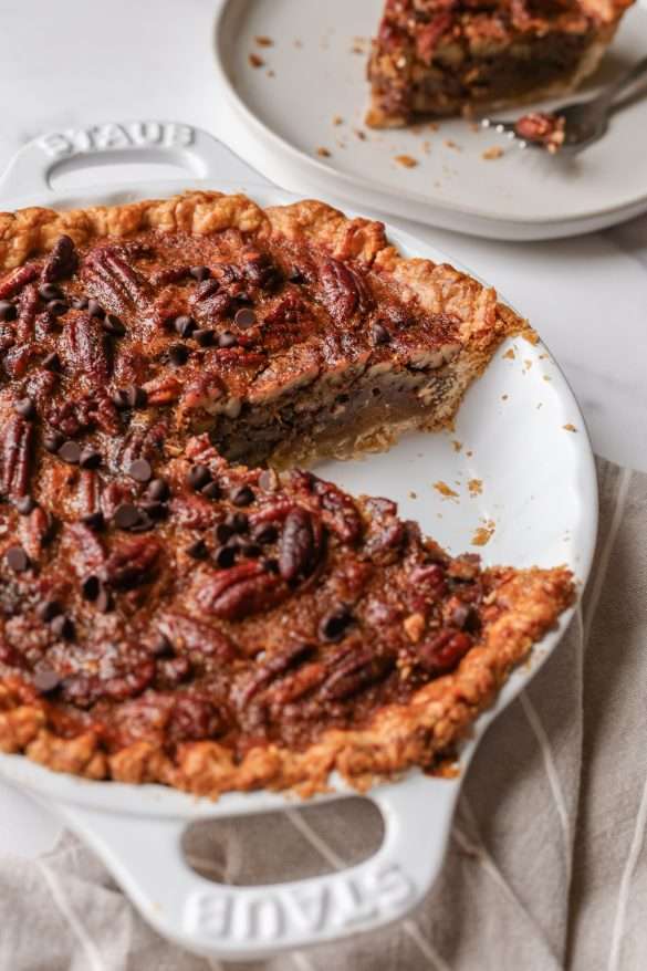 Brown Butter Chocolate Chip Pecan Pie (No Corn Syrup!)