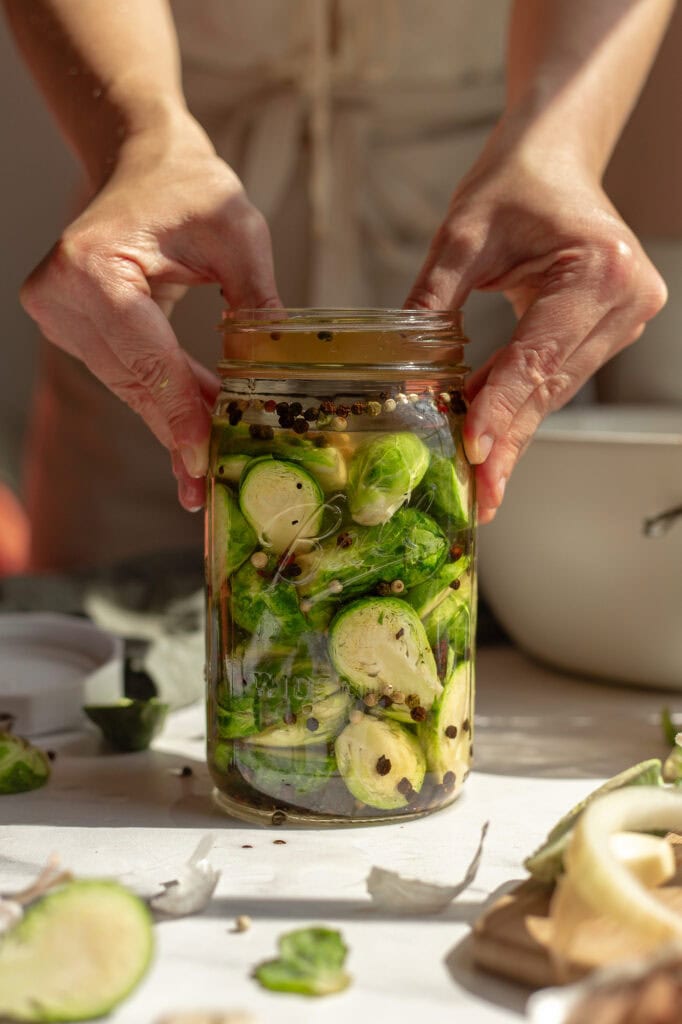 Fermented Brussels Sprouts with Garlic and Toasted Pepper